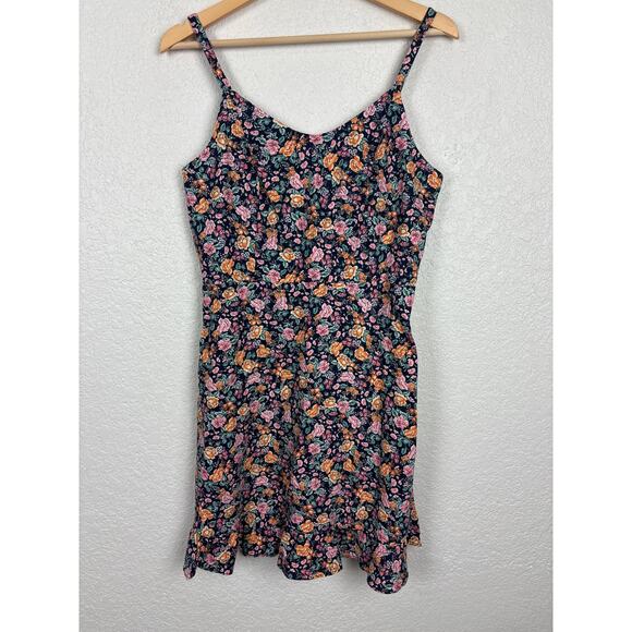 Old Navy Linen Blend‎ Womens Dress Sz Medium Moody Floral Boho Cottagecore Beach - Picture 1 of 11